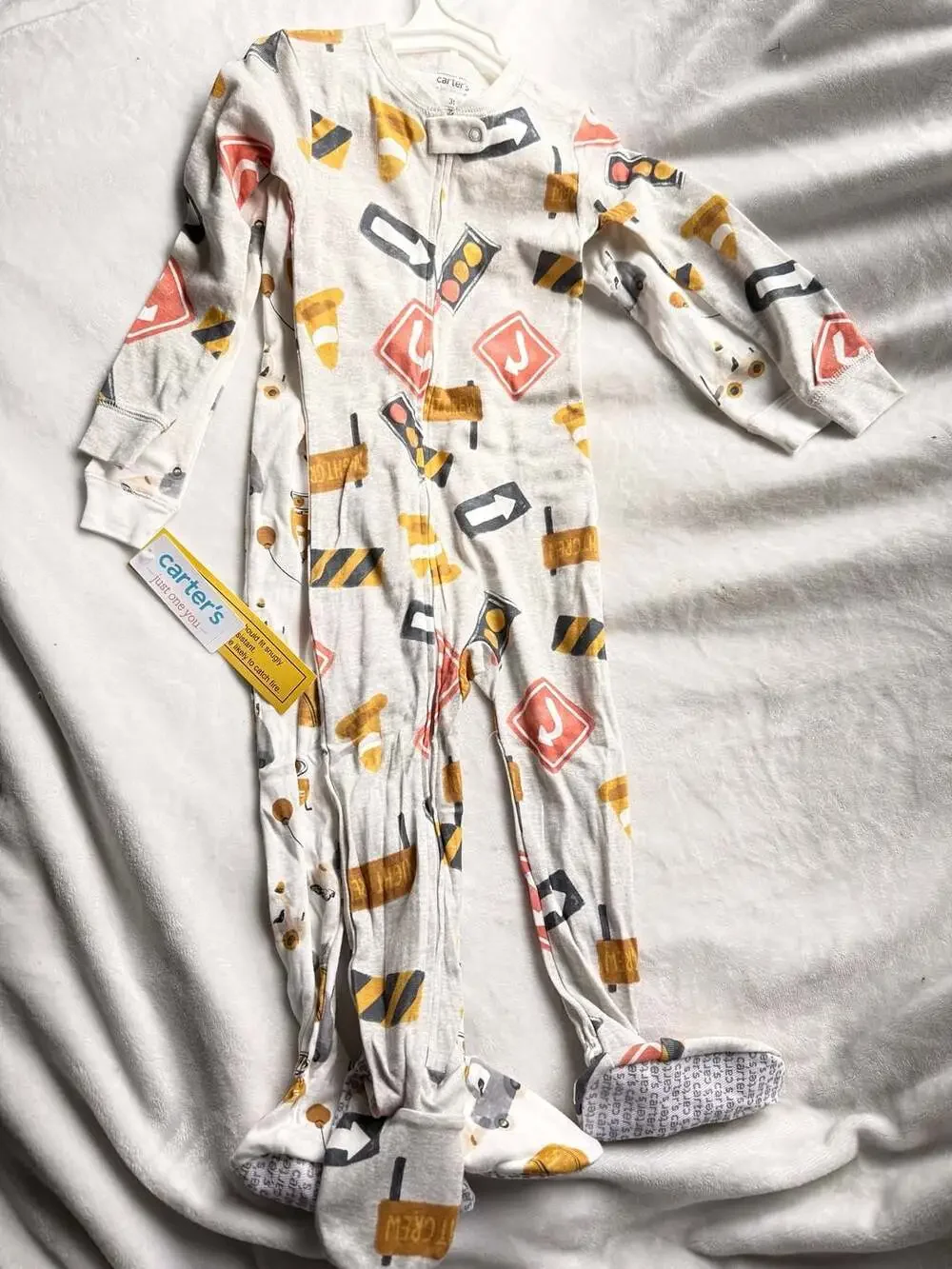 Carter's Just One You Baby Boy Construction/Traffic Themed Footed Pajamas 2 pack